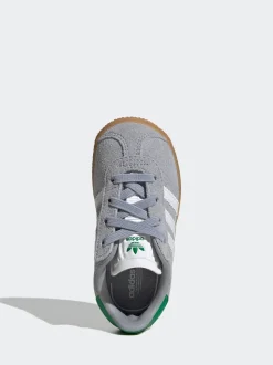 adidas Originals Grey Gazelle Comfort Closure Elastic Laces Infant Trainers
