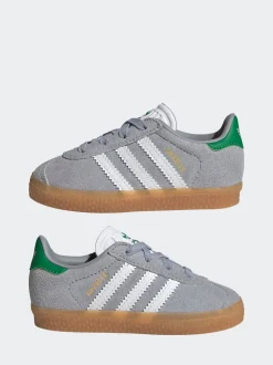 adidas Originals Grey Gazelle Comfort Closure Elastic Laces Infant Trainers
