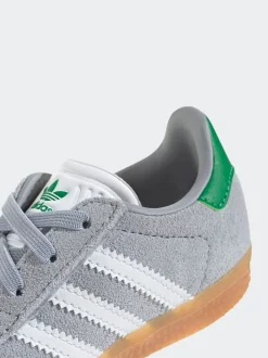 adidas Originals Grey Gazelle Comfort Closure Elastic Laces Infant Trainers