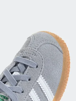 adidas Originals Grey Gazelle Comfort Closure Elastic Laces Infant Trainers