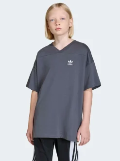 adidas originals Grey Oversized Cutline V-Neck T-Shirt