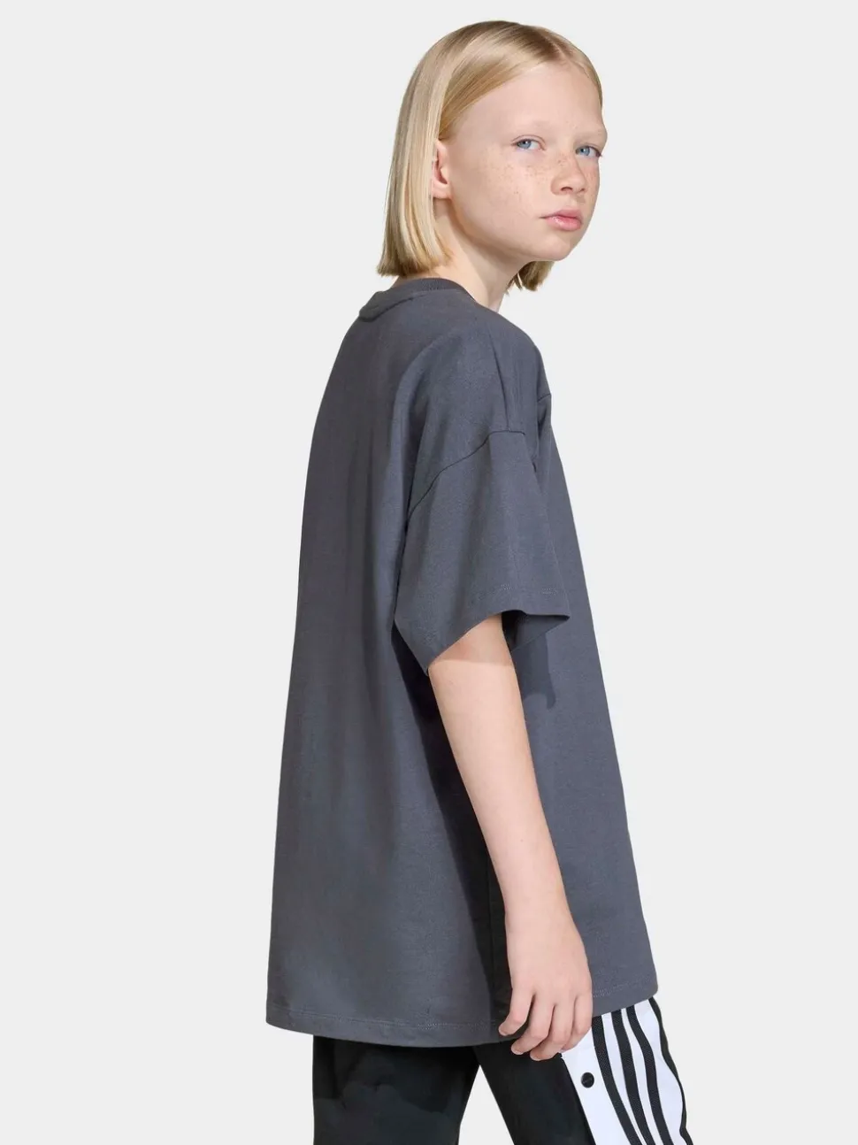 adidas originals Grey Oversized Cutline V-Neck T-Shirt