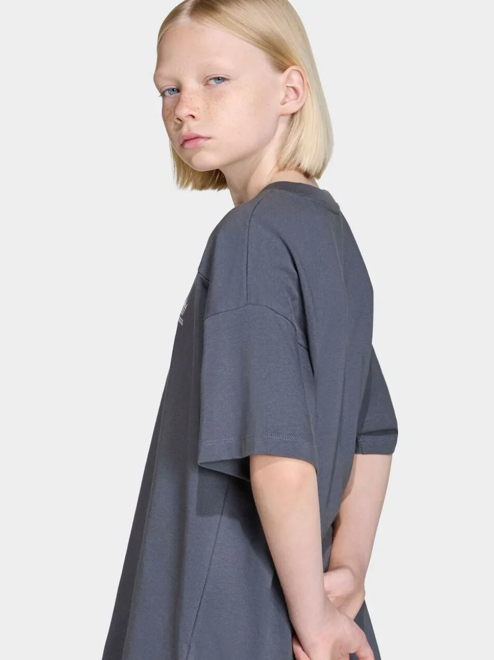 adidas originals Grey Oversized Cutline V-Neck T-Shirt