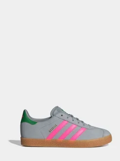 adidas Originals Grey/Pink Gazelle Junior Trainers