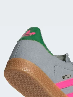 adidas Originals Grey/Pink Gazelle Junior Trainers