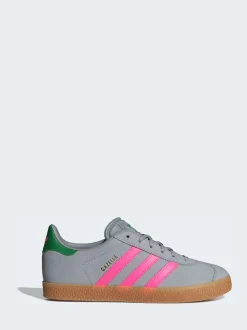 adidas Originals Grey/Pink Gazelle Junior Trainers
