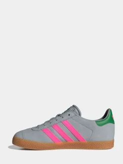 adidas Originals Grey/Pink Gazelle Junior Trainers