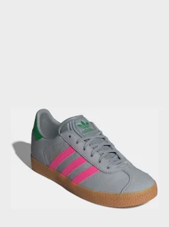 adidas Originals Grey/Pink Gazelle Junior Trainers