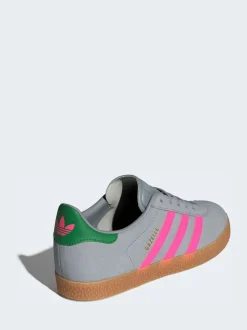 adidas Originals Grey/Pink Gazelle Junior Trainers