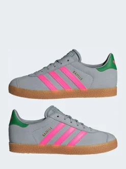 adidas Originals Grey/Pink Gazelle Junior Trainers