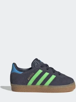 adidas Originals Navy Blue Gazelle Comfort Closure Elastic Laces Infant Trainers
