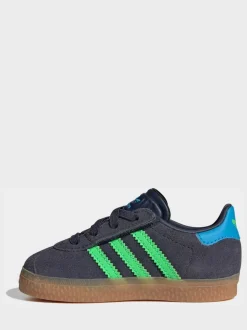 adidas Originals Navy Blue Gazelle Comfort Closure Elastic Laces Infant Trainers