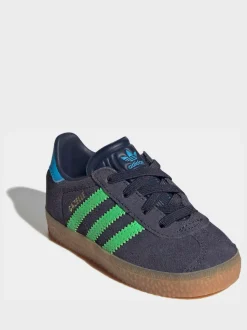 adidas Originals Navy Blue Gazelle Comfort Closure Elastic Laces Infant Trainers