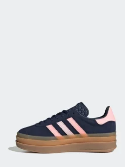 adidas Originals Navy/Pink Gazelle Bold Lace Junior Trainers