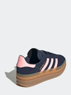 adidas Originals Navy/Pink Gazelle Bold Lace Junior Trainers
