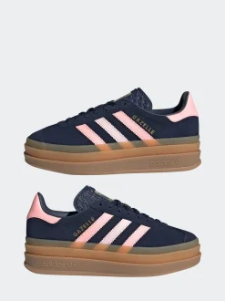 adidas Originals Navy/Pink Gazelle Bold Lace Junior Trainers