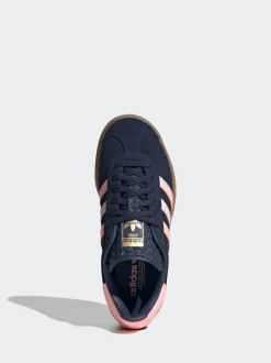 adidas Originals Navy/Pink Gazelle Bold Lace Junior Trainers