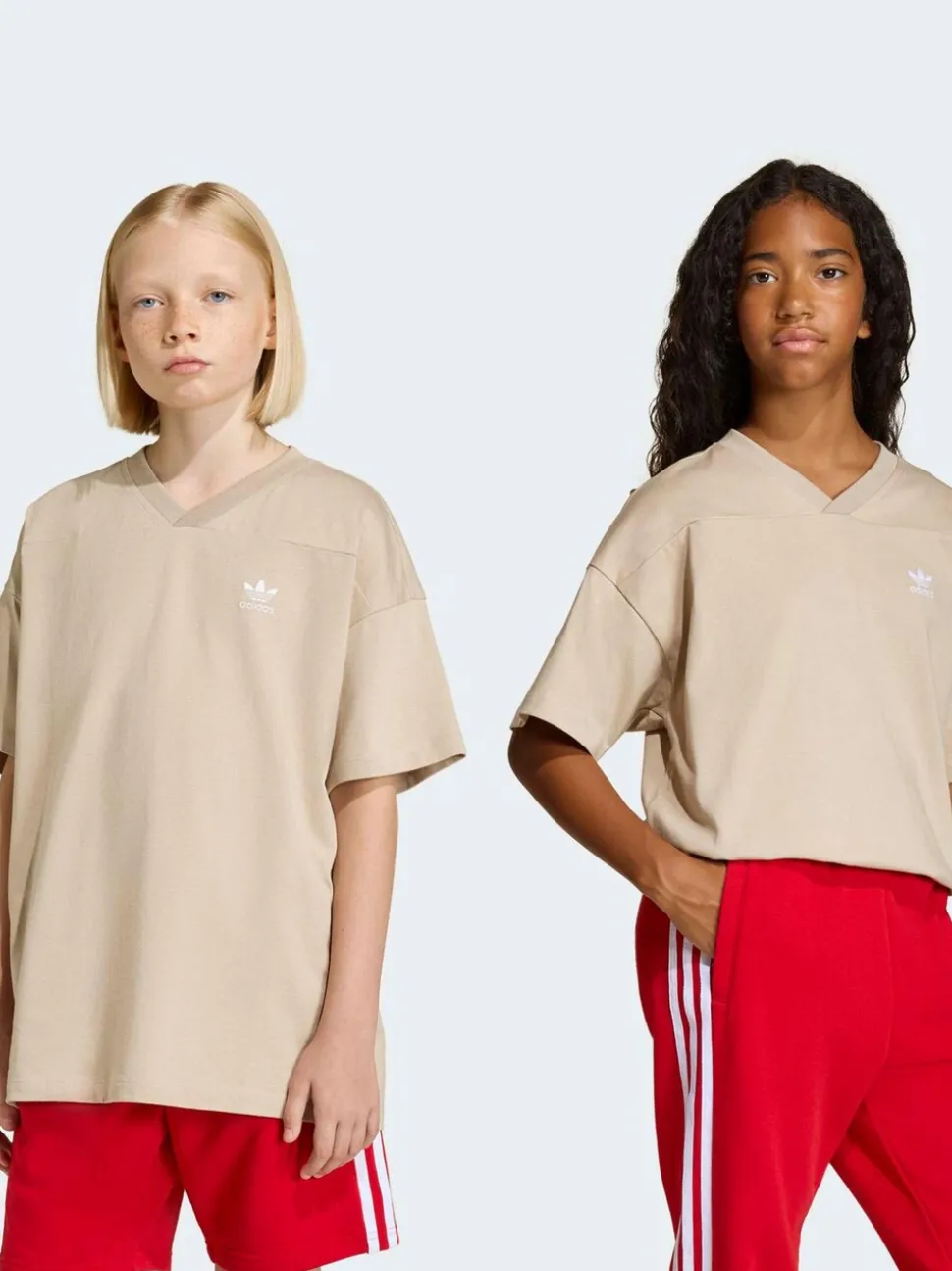 adidas originals Neutral Oversized Cutline V-Neck T-Shirt