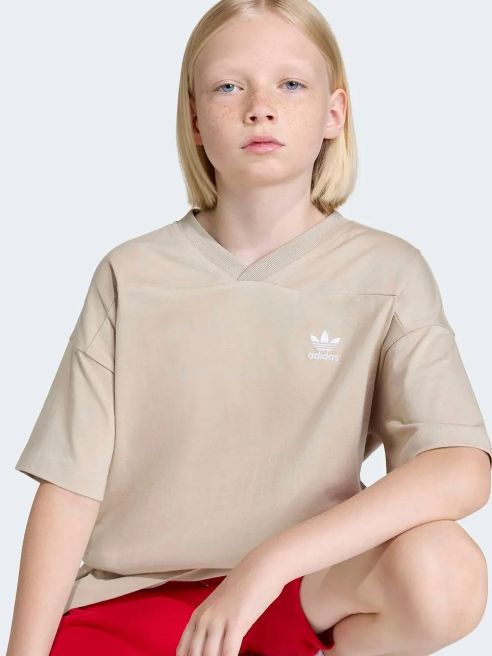 adidas originals Neutral Oversized Cutline V-Neck T-Shirt