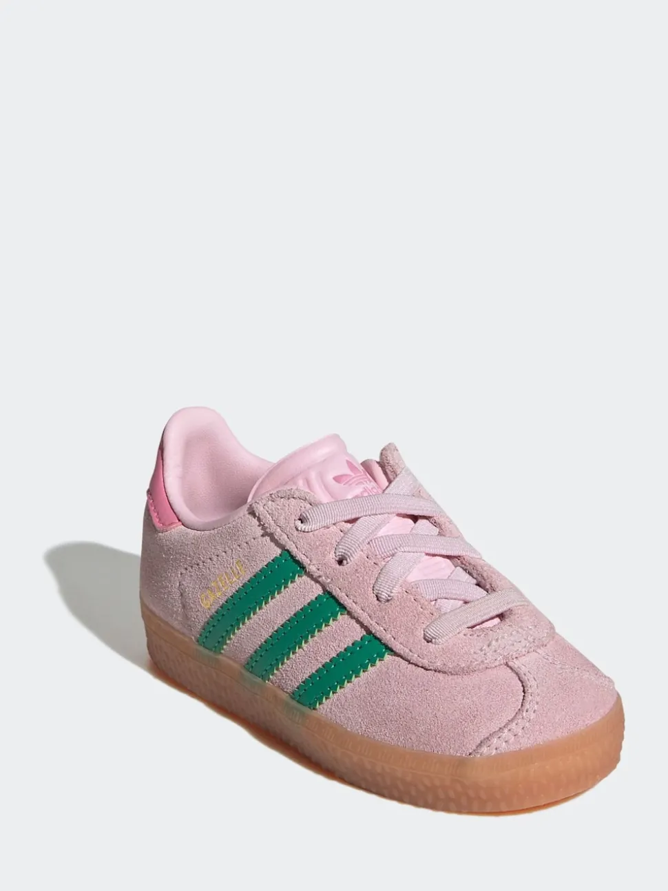 adidas Originals Pink/Green Gazelle Comfort Closure Elastic Laces Infant Trainers