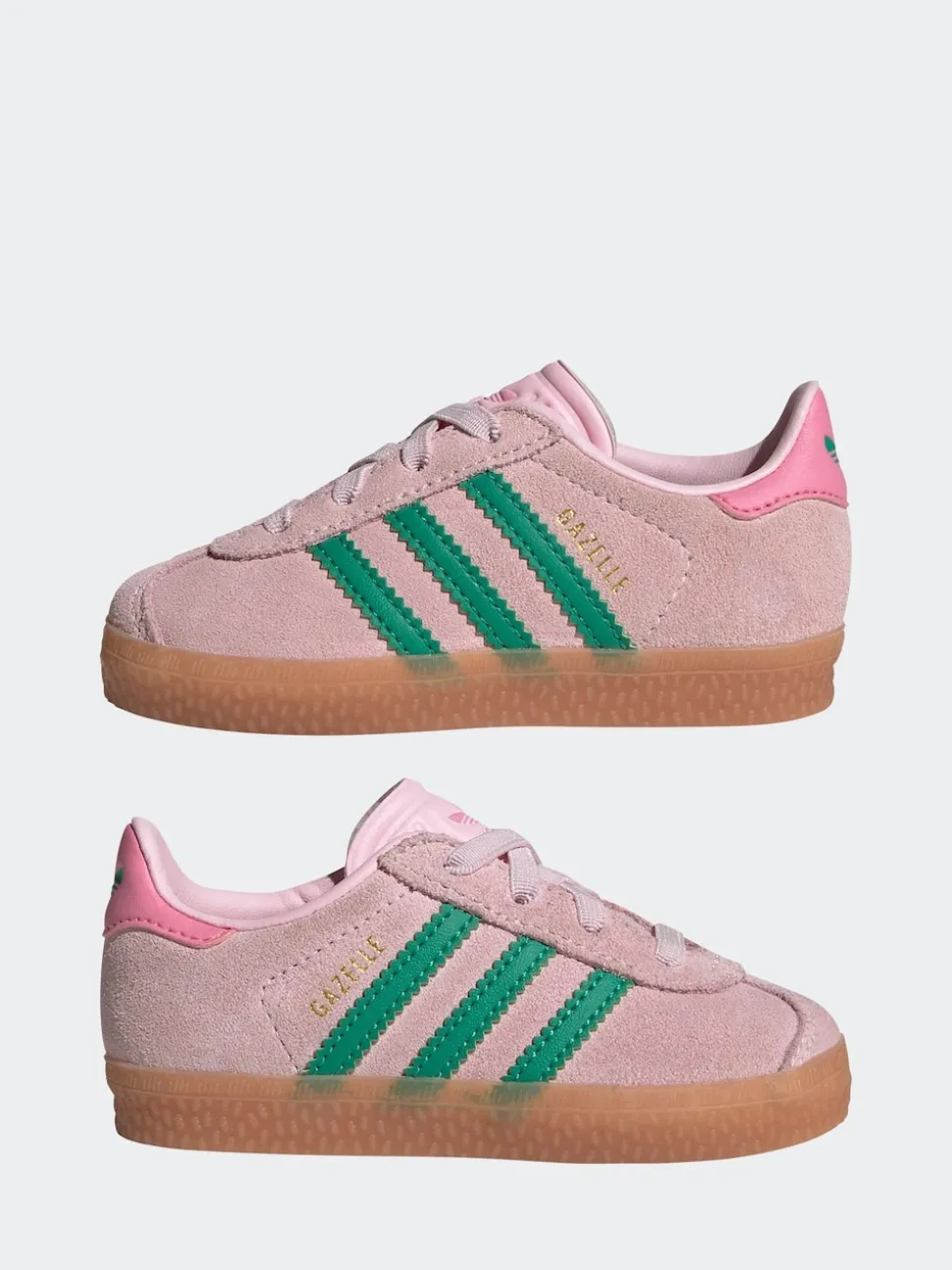 adidas Originals Pink/Green Gazelle Comfort Closure Elastic Laces Infant Trainers
