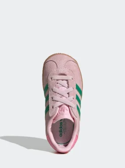 adidas Originals Pink/Green Gazelle Comfort Closure Elastic Laces Infant Trainers