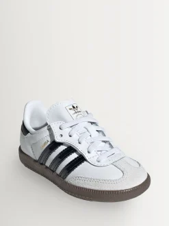 adidas Originals White/Black Samba OG Comfort Closure Elastic Lace Infant Trainers