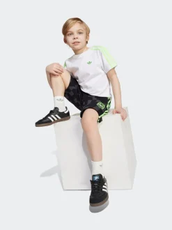 adidas Originals White/Black x Minecraft Little Kids Shorts and T-Shirt Set