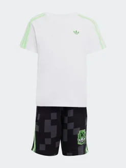 adidas Originals White/Black x Minecraft Little Kids Shorts and T-Shirt Set