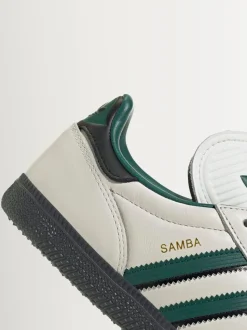 adidas Originals White/Green Samba JP Junior Trainers