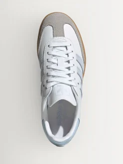 adidas Originals White/Grey/Pale Blue Samba OG Junior Trainers