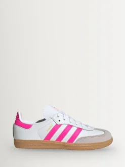 adidas Originals White/Pink/Grey Samba OG Junior Trainers