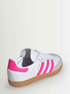 adidas Originals White/Pink/Grey Samba OG Junior Trainers