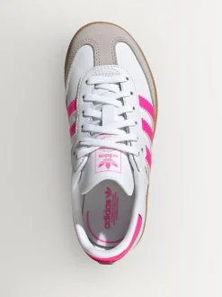 adidas Originals White/Pink/Grey Samba OG Junior Trainers