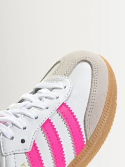 adidas Originals White/Pink/Grey Samba OG Junior Trainers