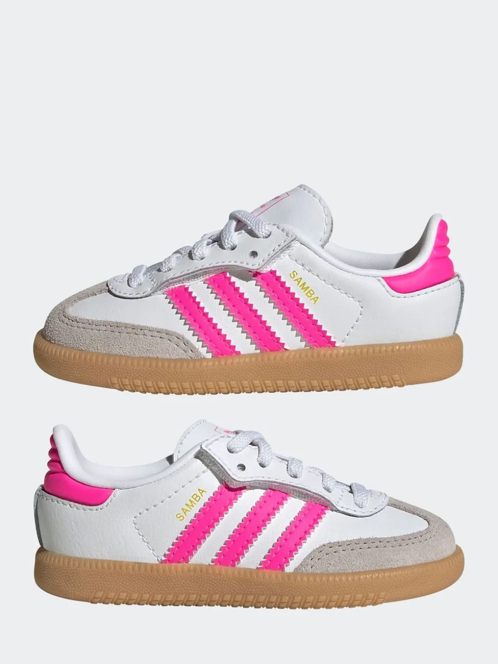 adidas Originals White/Pink Samba OG Comfort Closure Elastic Lace Trainers
