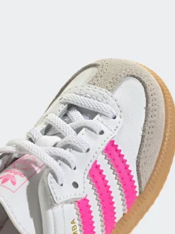 adidas Originals White/Pink Samba OG Comfort Closure Elastic Lace Trainers