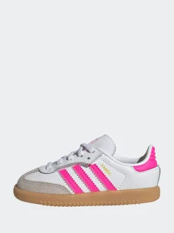adidas Originals White/Pink Samba OG Comfort Closure Elastic Lace Trainers