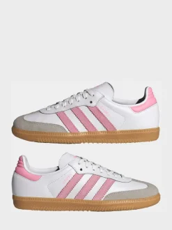adidas Originals White/Pink Samba OG Junior Trainers