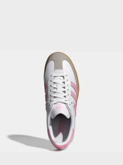 adidas Originals White/Pink Samba OG Junior Trainers