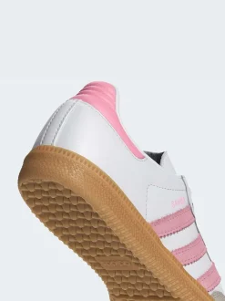 adidas Originals White/Pink Samba OG Junior Trainers