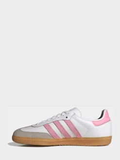 adidas Originals White/Pink Samba OG Junior Trainers