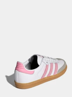 adidas Originals White/Pink Samba OG Junior Trainers