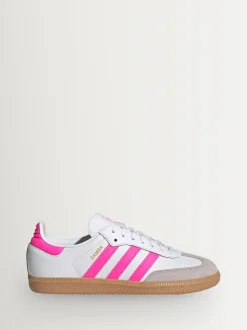 adidas Originals White/Pink Samba OG Junior Trainers