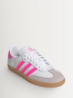 adidas Originals White/Pink Samba OG Junior Trainers