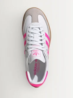 adidas Originals White/Pink Samba OG Junior Trainers