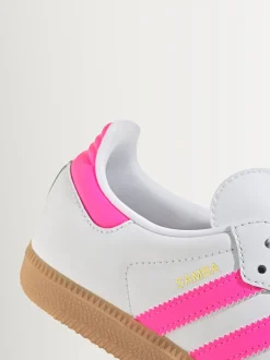 adidas Originals White/Pink Samba OG Junior Trainers