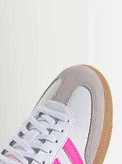 adidas Originals White/Pink Samba OG Junior Trainers