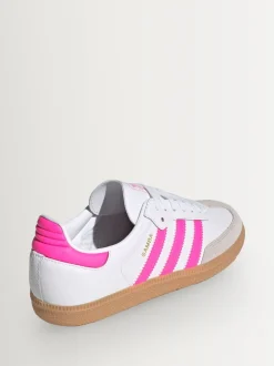 adidas Originals White/Pink Samba OG Junior Trainers