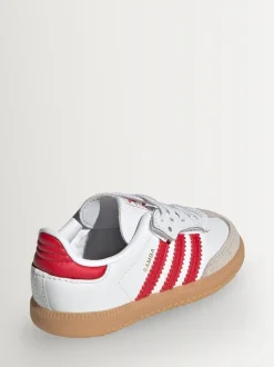 adidas Originals White/Red/Grey Samba OG Comfort Closure Elastic Lace Trainers